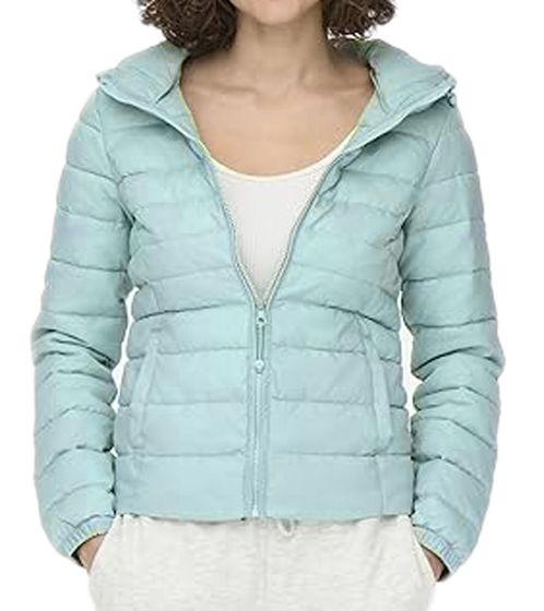 ONLY Onlytahoe women's stylish quilted jacket with hood, transitional jacket, basic jacket 15156569 light blue