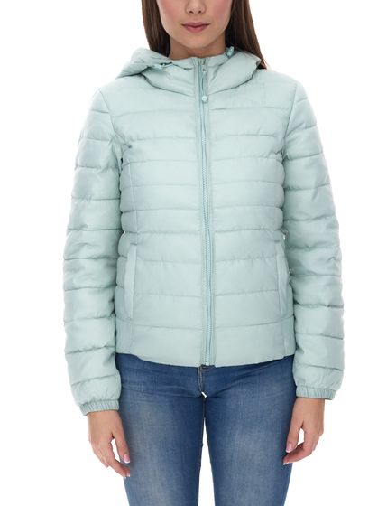 ONLY Onlytahoe women's stylish quilted jacket with hood, transitional jacket, basic jacket 15156569 light blue