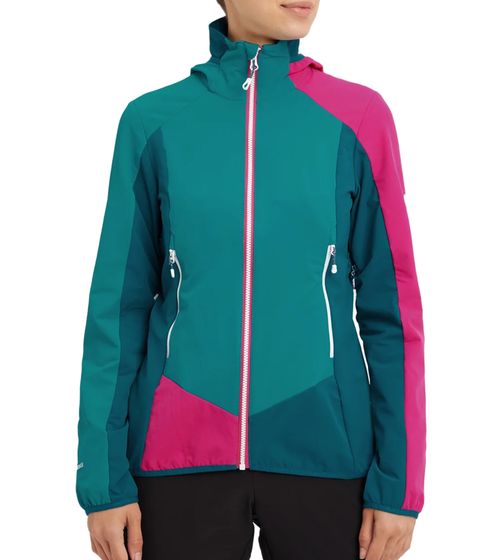 McKINLEY Saina W women's functional jacket, water-repellent hiking jacket with VENTBASE technology 419916 900 609 petrol blue/pink