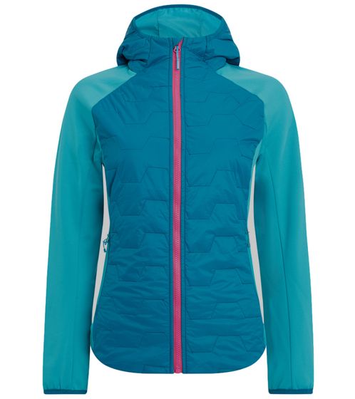 McKINLEY Hadewin W veste fonctionnelle pour femme, veste matelassée, veste à capuche 419888 901 626 bleu pétrole/rose