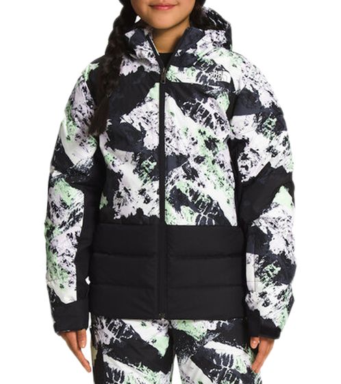 THE NORTH FACE Doudoune Pallie Veste d'hiver pour fille avec revêtement DWR Veste de neige en imprimé all-over NF0A7UN599D Noir/Vert/Blanc