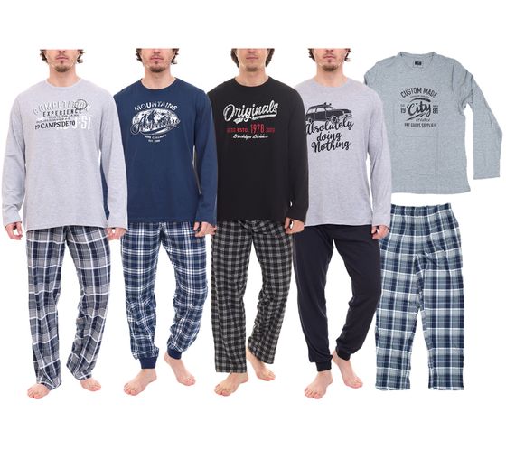 Ensemble pyjama homme AM Legend 2 pièces pyjama à carreaux ou uni IAN MPJ 23 noir/blanc/bleu/gris en différents modèles