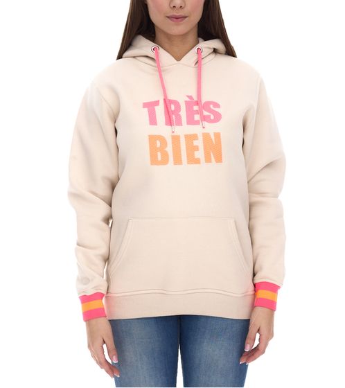 ZWILLINGSHERZ Keira Hoodie women's hooded sweater with TRÈS BIEN embroidery cotton sweater 3183-1 beige