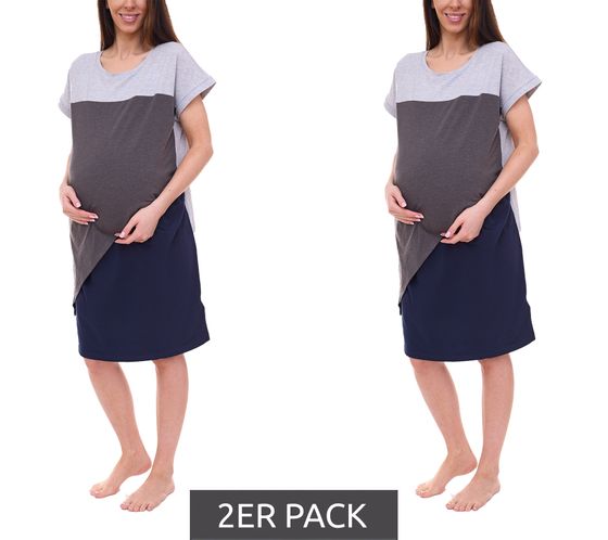 Pack of 2 nine 9 months women's maternity dress asymmetrical pregnancy dress 32879759 gray/blue