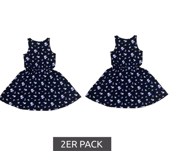 2er Pack KIDSWORLD Mädchen Sommer-Kleid mit Allover Blumen-Muster Freizeit-Kleid 74239509 Schwarz