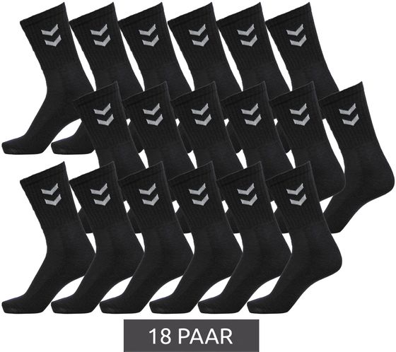 18 pairs of hummel basic crew socks with contrasting angles, cotton socks, sports socks 022030-2001 black