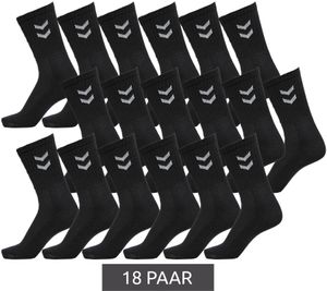 18 paires de chaussettes Hummel Basic Crew avec bas en coton à angle contrasté chaussettes de sport 022030-2001 noir