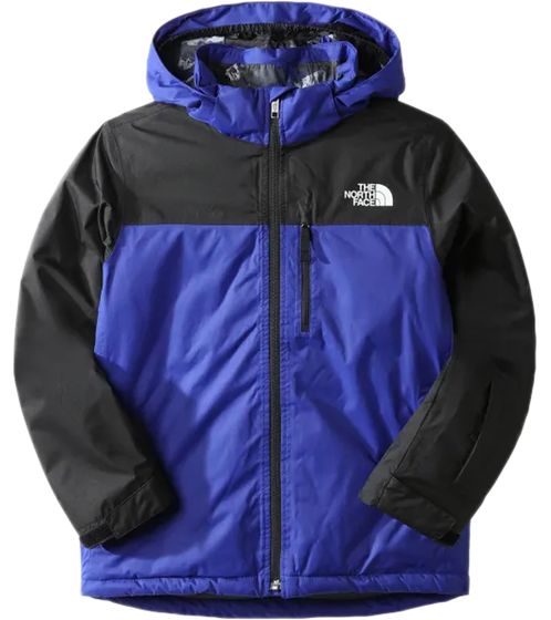 THE NORTH FACE Snowquest Plus water-repellent winter jacket for boys with removable hood snow jacket all-over print NF0A7X3O40S1 blue/black