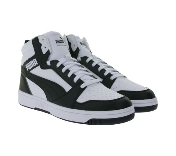 PUMA Rebound V6 High-Top Sneaker nachhaltige Damen und Herren Turnschuhe mit Softfoam+ Basketball 392326 01 Weiß