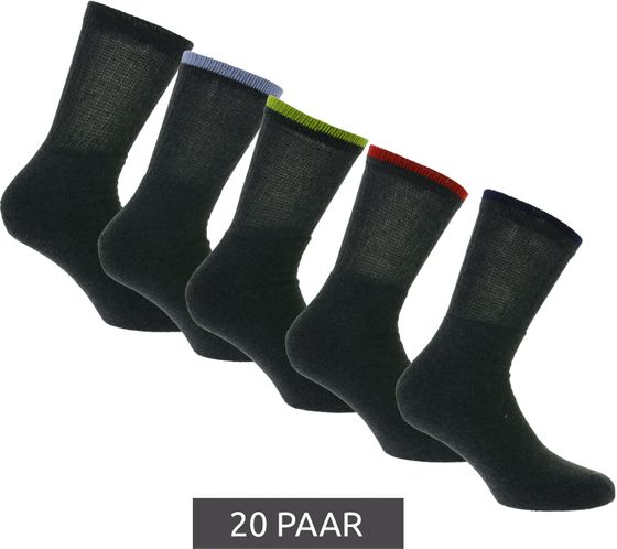 20 paires de chaussettes de travail SOCKSWEAR bas longs en coton certifiés Oeko-Tex - chaussettes éponge standard 100 NAN 8653278 gris foncé/coloré