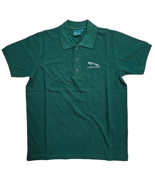 JAGUAR men's polo shirt with cotton content, short-sleeved shirt with logo embroidery 410196 dark green