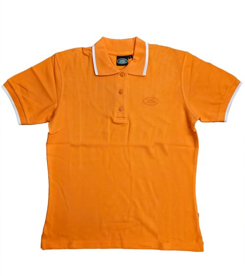 LAND ROVER women's polo shirt with cotton content, short-sleeved shirt with logo embroidery 960017 orange/white