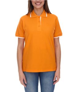 LAND ROVER women's polo shirt with cotton content, short-sleeved shirt with logo embroidery 960017 orange/white