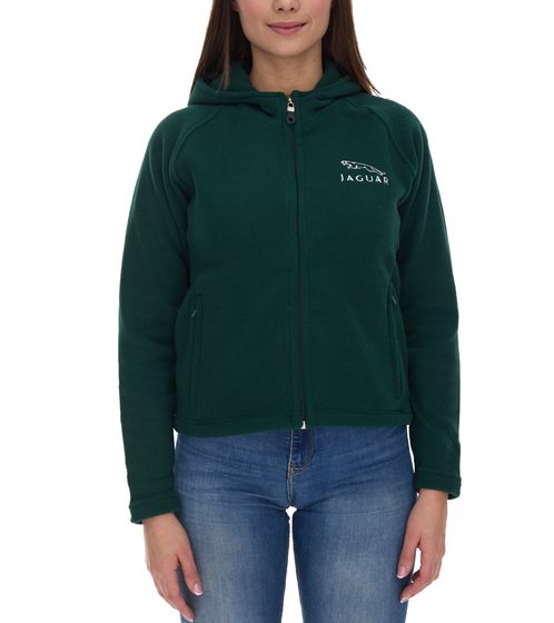 JAGUAR women's fleece jacket, hooded jacket with logo embroidery, everyday jacket, autumn jacket 410180 green