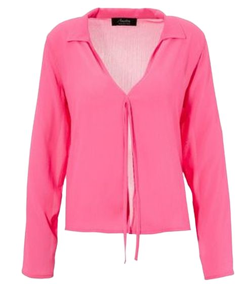 Aniston SELECTED Damen Langarm-Bluse mit Bindeband Crinkle-Optik 63149957 Pink