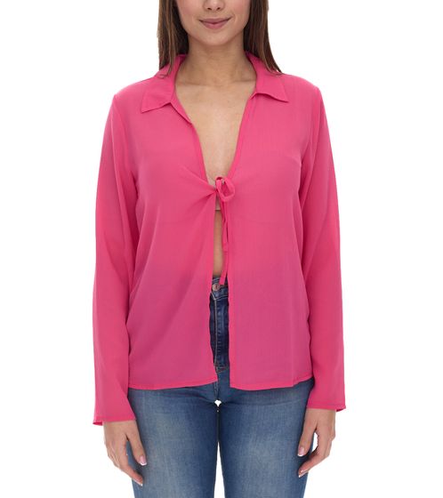 Aniston SELECTED women's long-sleeved blouse with tie, crinkle look 63149957 pink