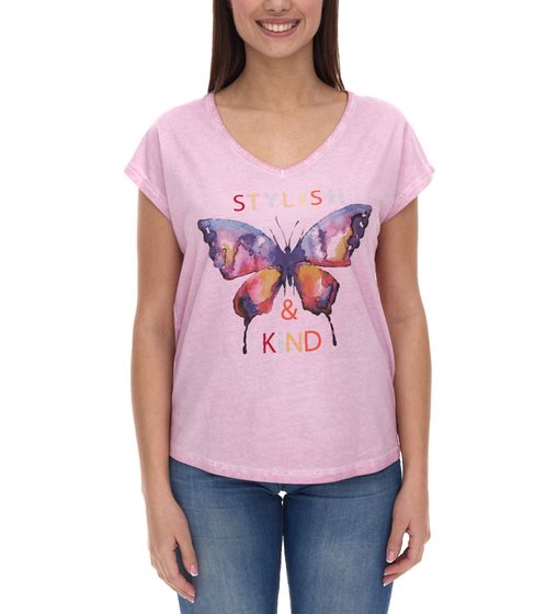 Aniston CASUAL short-sleeved shirt women's T-shirt with butterfly print oversized 64428125 old pink