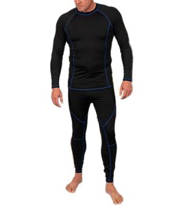 BASIC TREASURE Herren Thermo-Set = Thermo-Pullover & Thermo-Hose Thermo-Unterwäsche Ski-Unterwäsche Oeko-Tex zertifiziert - Standard 100 21497-10 Schwarz/Blau