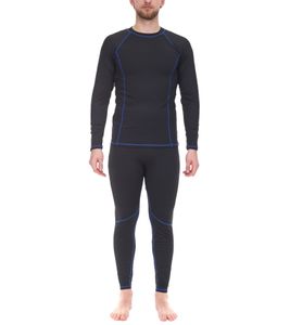 BASIC TREASURE Men's Thermal Set = Thermal Sweater & Thermal Pants Thermal Underwear Ski Underwear Oeko-Tex certified - Standard 100 21497-10 Black/Blue