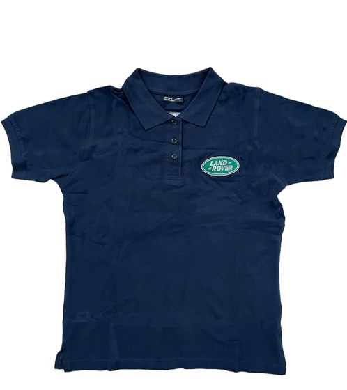 LAND ROVER women's polo shirt made of cotton, short-sleeved shirt with logo embroidery JN071 blue