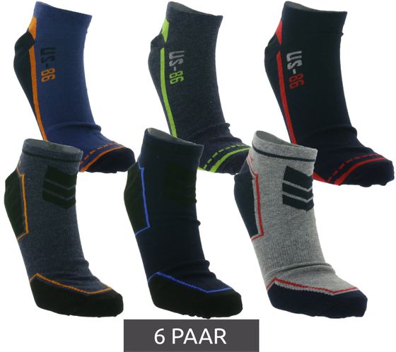 6 Pairs Uncle Sam Men's Cotton Socks Sports Socks Sneaker Socks Grey/Blue/Black/Red/Green