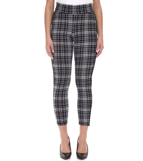 Aniston Selected women's fabric trousers, pull-on trousers in a check design 61294641 black/white