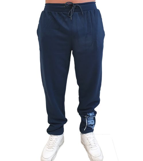 J|LINE men's sports pants, cotton pants with print, jogger training pants, Oeko-Tex certified - Standard 100 blue