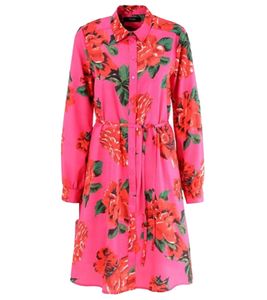 Aniston CASUAL women's dress with all-over floral print, long-sleeved dress 87575134 pink/red/green