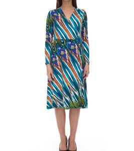 Aniston CASUAL vestido midi de mujer vestido cruzado con estampado colorido manga larga 75955239 azul/multicolor Aniston CASUAL vestido midi de mujer vestido cruzado con estampado colorido manga larga 75955239 azul/multicolor