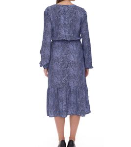 Tamaris robe longue femme avec jupe à volants robe tissée avec cordon de serrage 30989605 violet-bleu/noir