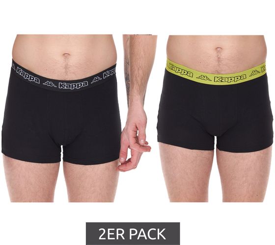 2er Pack Kappa Herren Boxershorts mit Marken Schriftzug und Logo Unterhose 351K1JW ADO Schwarz/Lime