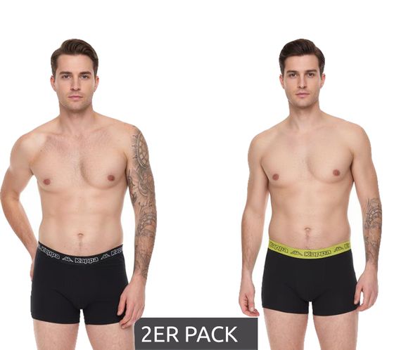 Lot de 2 boxers homme Kappa avec lettrage de la marque et logo caleçon 351K1JW ADO noir/citron vert