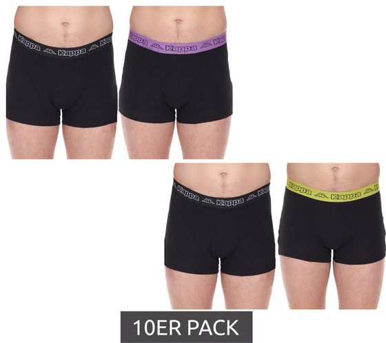 10er Pack Kappa Herren Boxershorts mit Marken Schriftzug und Logo Unterhose 351K1JW Schwarz/Lime oder Schwarz/Violett