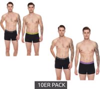 Pack of 10 Kappa men's boxer shorts with brand lettering and logo underpants 351K1JW black/lime or black/violet