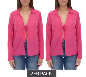 Lot de 2 chemisiers femme Aniston SELECTED à manches longues avec lien à nouer aspect froissé 63149957 rose Lot de 2 chemisiers femme Aniston SELECTED à manches longues avec lien à nouer aspect froissé 63149957 rose