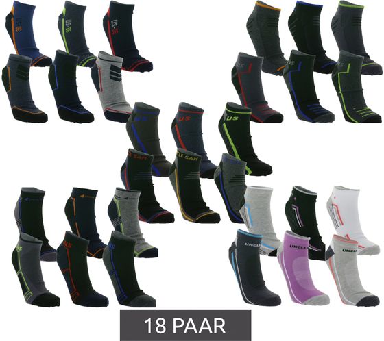 18 Paar Uncle Sam Herren Baumwoll-Socken Sport-Socken Sneaker-Socken Schwarz/Grau/Blau/Rot/Orange in verschiedenen Modellen