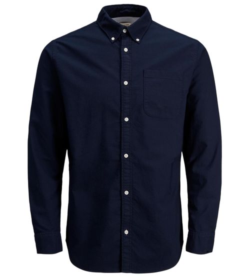 Jack & Jones Oxford Herren Langarm-Hemd nachhaltiges Business-Shirt 12224292 Navy