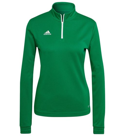 adidas Entrada 22 Damen nachhaltiger Sport-Pullover Trainings-Shirt mit AEROREADY Technologie Troyer-Pullover Langarm-Shirt HI2131 Grün/Weiß