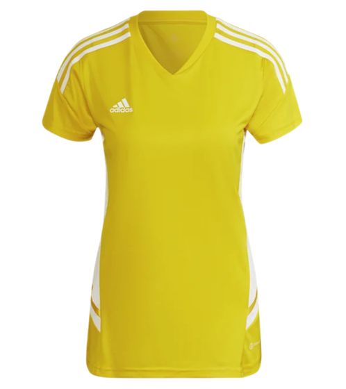 adidas Condivo 22 women's sports shirt, short-sleeved shirt with AEROREADY made from recycled material, everyday shirt, fitness shirt HD4730 yellow/white