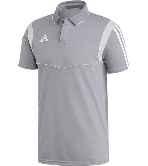 adidas Tiro 19 sustainable polo shirt for men with cotton content, everyday shirt, short sleeve top DW4736 gray