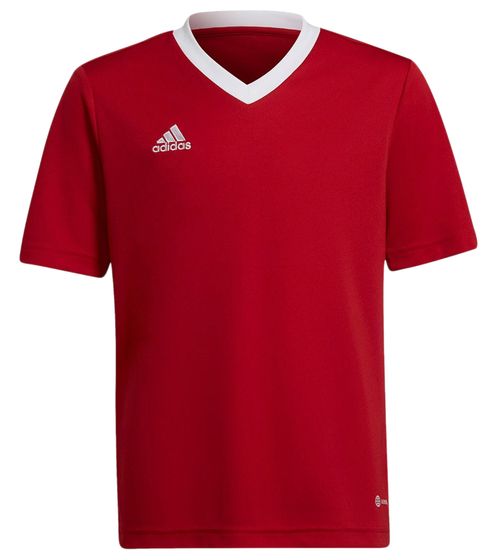 adidas Entrada 22 Sport-Shirt für Jungen und Mädchen nachhaltiges Trainings-Shirt mit AEROREADY-Technologie Fitness-Oberteil H57496 Rot/Weiß