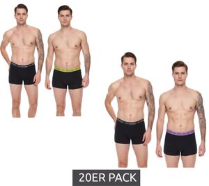 Lot de 20 boxers Kappa pour homme avec lettrage de la marque et logo sous-vêtements 351K1JW noir/citron vert ou noir/violet Lot de 20 boxers Kappa pour homme avec lettrage de la marque et logo sous-vêtements 351K1JW noir/citron vert ou noir/violet