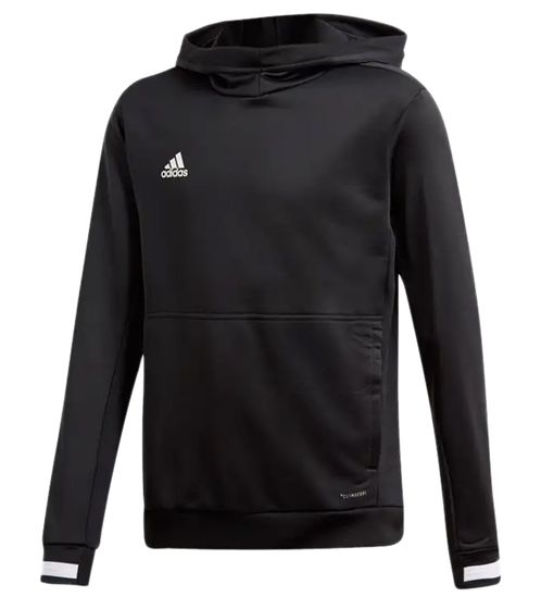 adidas Team 19 nachhaltiger Kapuzen-Pullover für Jungen und Mädchen mit ClimaLite-Technologie Fitness-Pullover Langarm-Shirt DW6871 Schwarz/Weiß