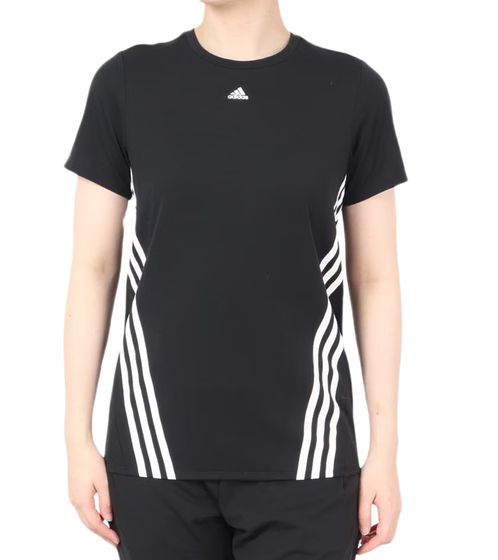 adidas women's sustainable round neck shirt with AEROREADY technology sports shorts short sleeve shirt HK6975 black