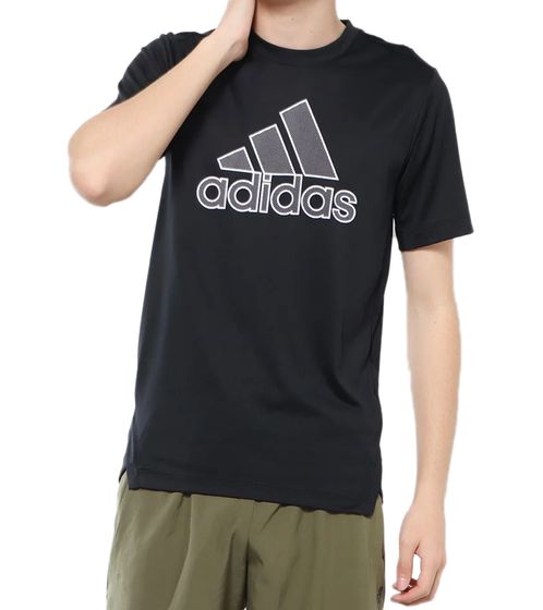 adidas Herren Sport-Shirt nachhaltiges Trainings-Shirt mit AEROREADY-Technologie Fitness-Oberteil HE6936 Schwarz/Weiß