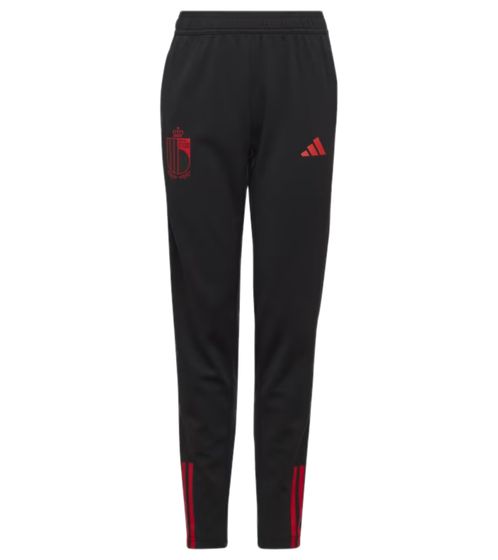 adidas nachhaltige Trainings-Hose für Jungen Sport-Hose mit AEROREADY Technologie Jogger mit belgischem Wappen HE1446 Schwarz/Rot