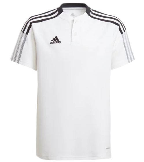 adidas Tiro 21 nachhaltiges Polo-Shirt für Jungen mit Baumwollanteil Alltags-Shirt mit AEROREADY-Technologie Kurzarm-Oberteil GM7347 Weiß