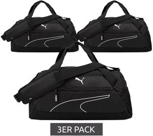 3er Pack PUMA Fundamentals Sport-Tasche Fußball-Tasche mit Netztasche Sparpack Fitness-Tasche 27L 090331 01 Schwarz