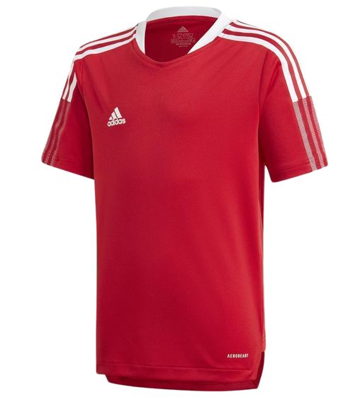 adidas Tiro 21 Sport-Shirt für Jungen und Mädchen mit AEROREADY-Technologie Fitness-Shirt Trainings-Oberteil GM7576 Rot/Weiß