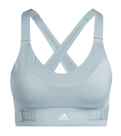 adidas FastImpact Luxe Run High Support Damen Sport-BH mit AEROREADY-Technologie Bustier H56861 Silbergrau